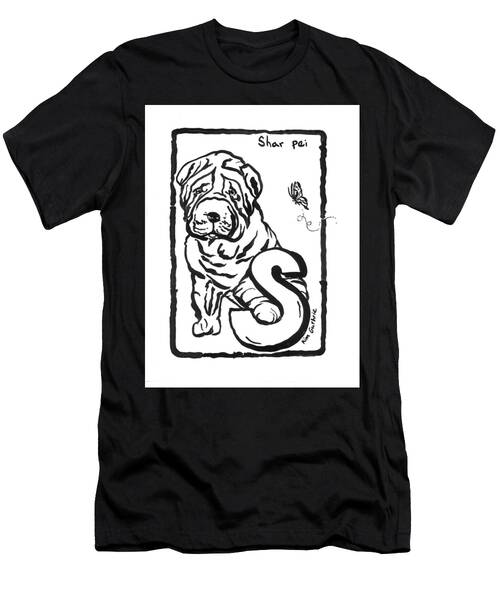Shar Pei Black And White Painting T-Shirt