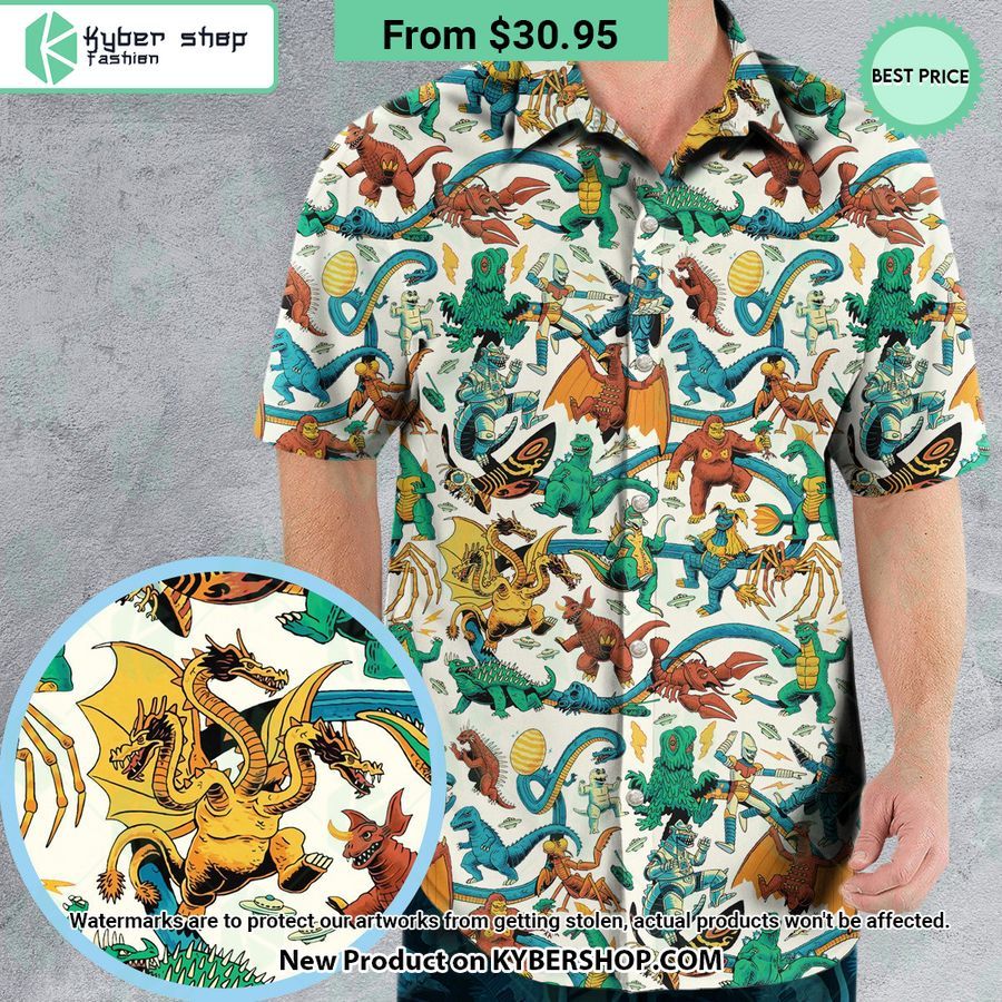 Showa Era Monsters Kaiju Battles Hawaiian Shirt