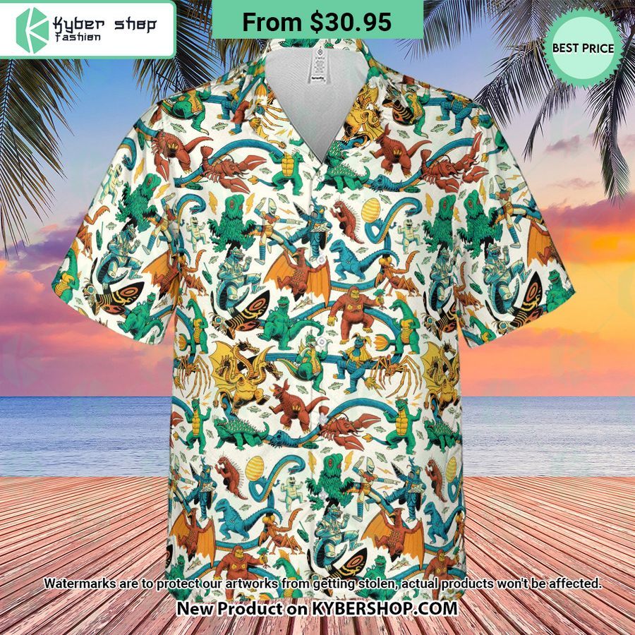 Showa Era Monsters Kaiju Battles Hawaiian Shirt