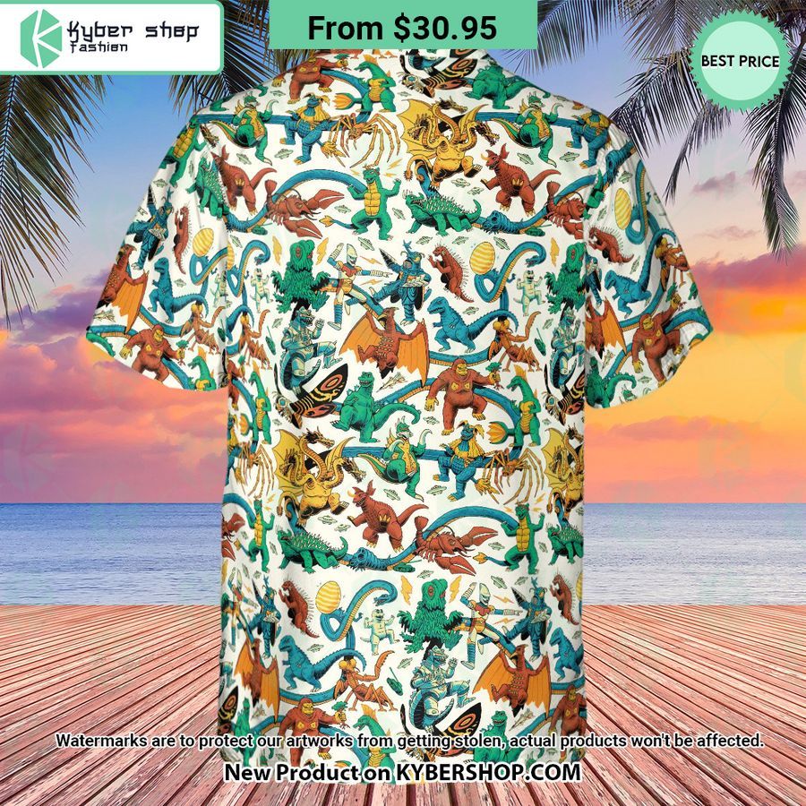 Showa Era Monsters Kaiju Battles Hawaiian Shirt