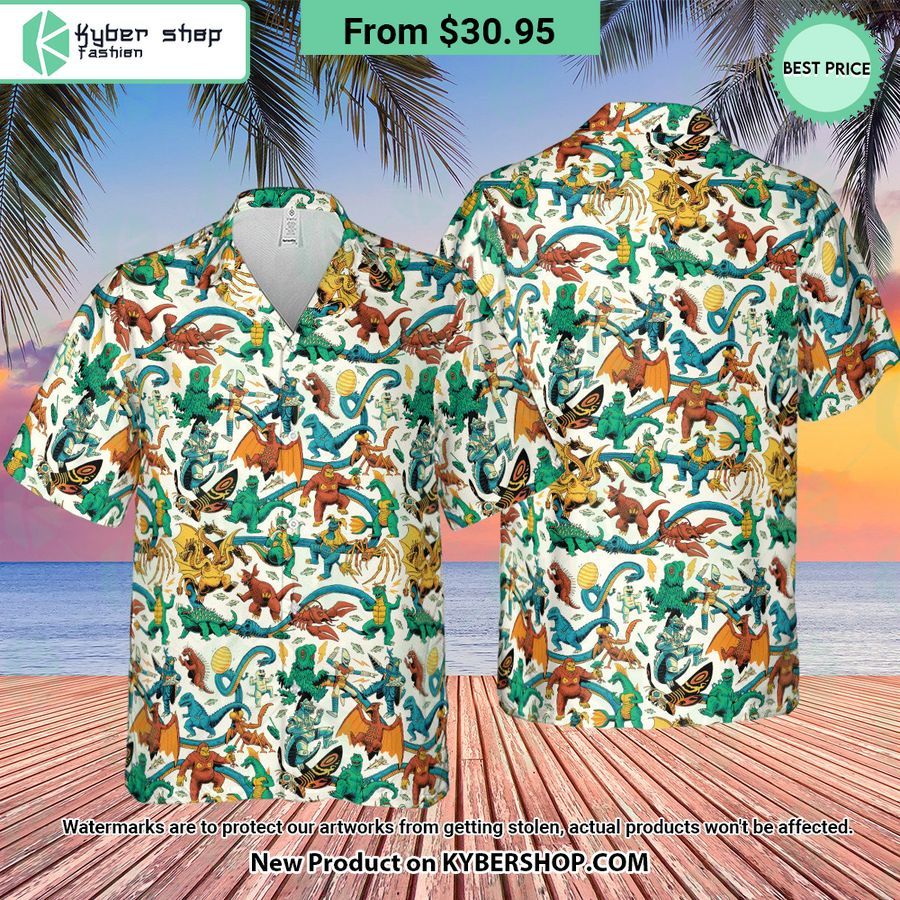Showa Era Monsters Kaiju Battles Hawaiian Shirt