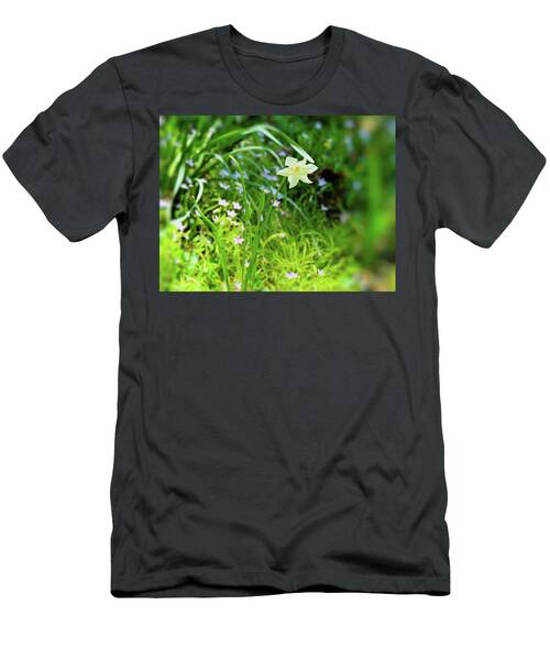 Single Pale Daffodil In A Garden Of Small Flowers In South Carolina T-Shirt