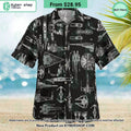 Space Ship Pattern Black Hawaiian Shirt Shorts