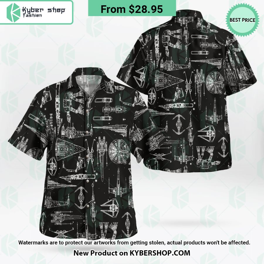 Space Ship Pattern Black Hawaiian Shirt Shorts