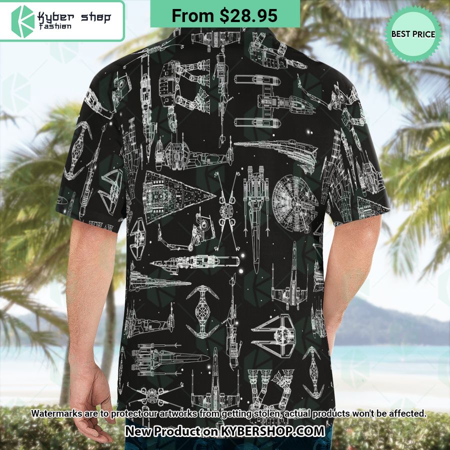 Space Ship Pattern Black Hawaiian Shirt Shorts