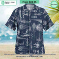 Space Ship Pattern Navy Hawaiian Shirt Shorts