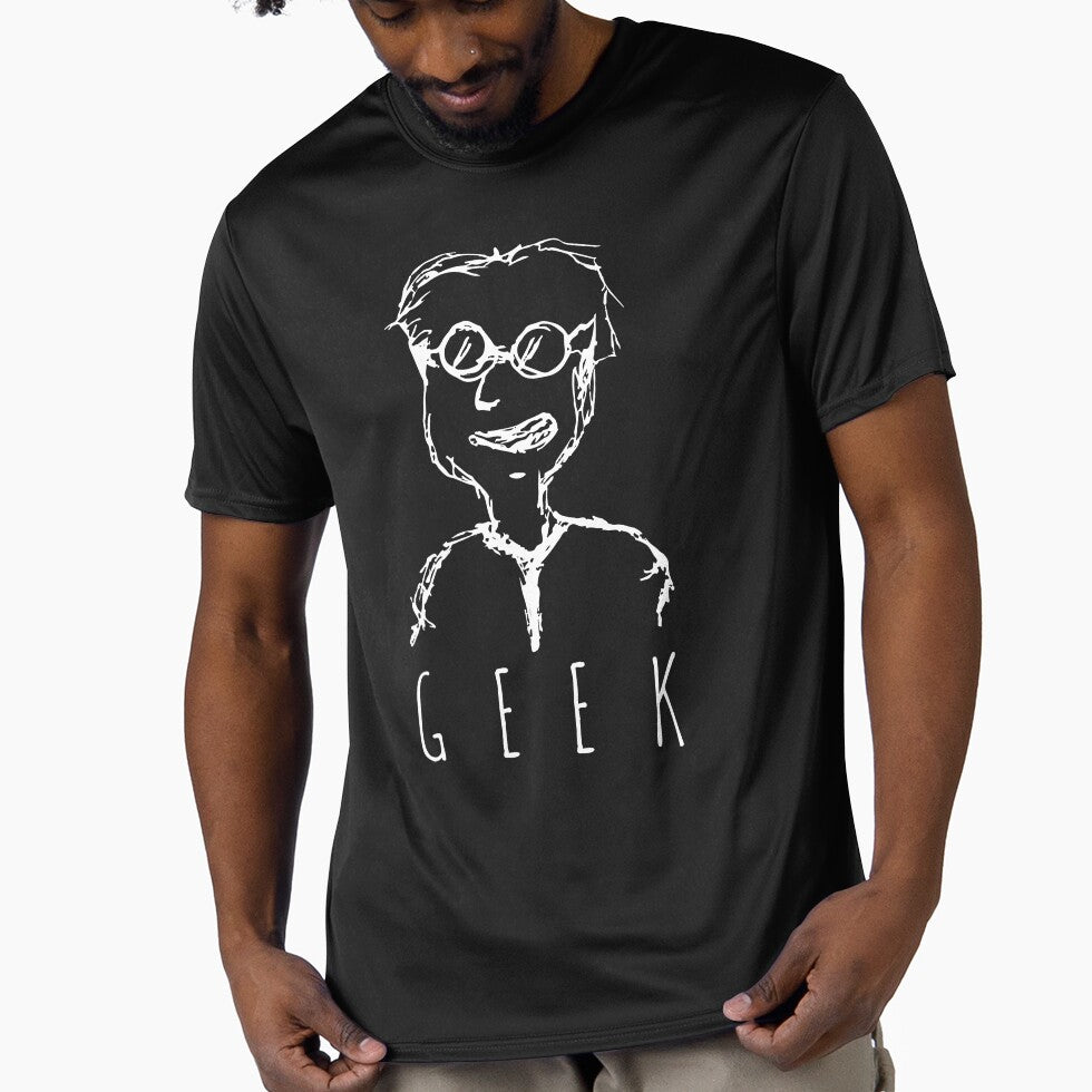 Funny Hand Drawn Geek Doodle Guy for the geeks at heart drk by DESPERATEANDY