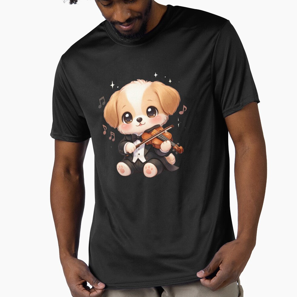 Elegant Kawaii Puppy Violonist - Cute Pastel Dog Playing Music. by Lylysun