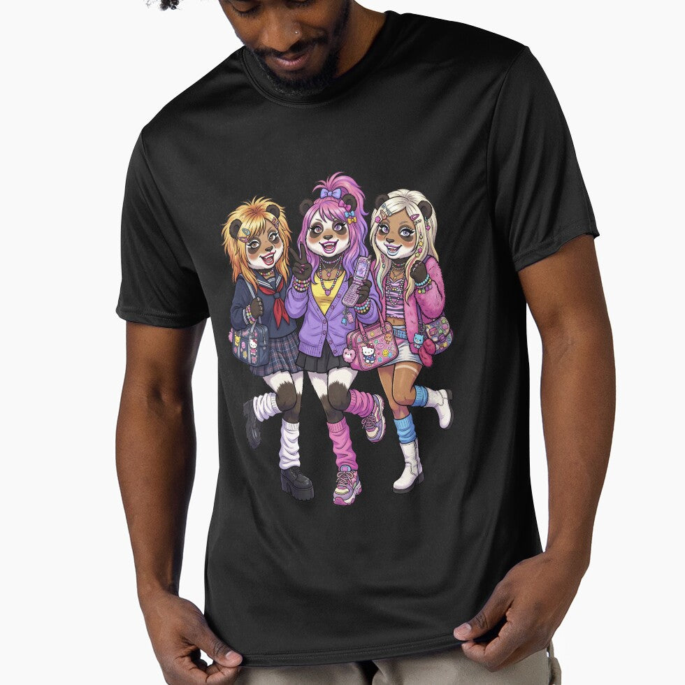 The pandas have transformed into Shibuya “kogal” girls from the 1990s and 2000s.　kawaii by LOVEARTDESIGN