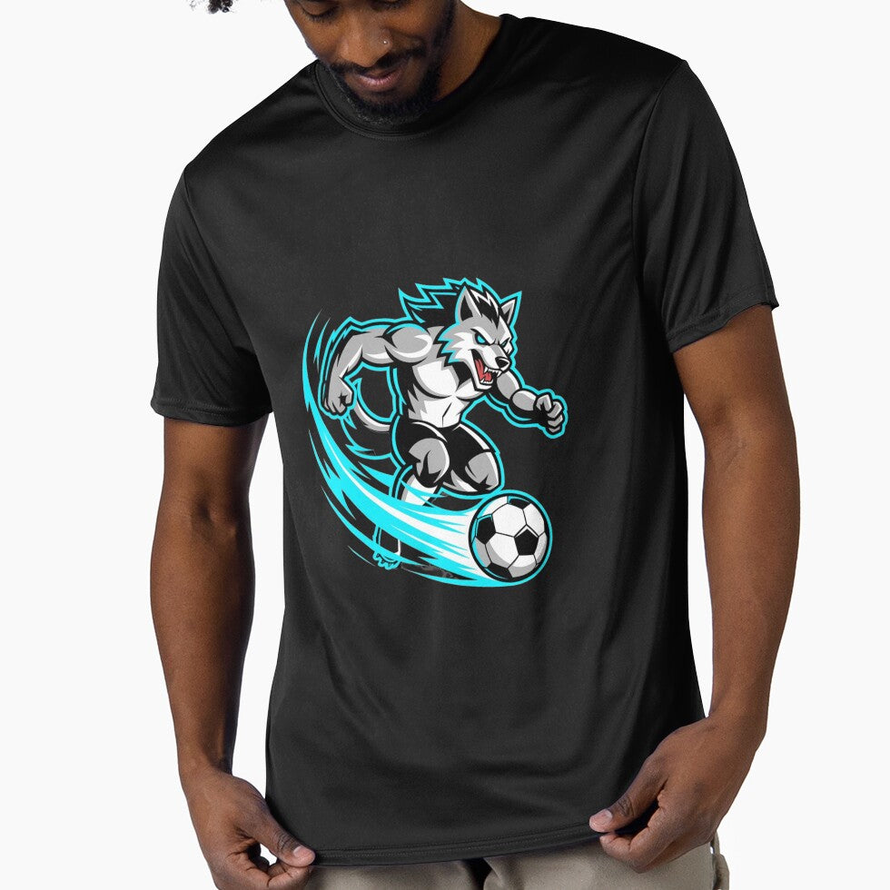 Fierce Wolf Soccer T-Shirt | Alpha Wolf Football Mascot | Athletic Esports Style Sports by PIXENTRA