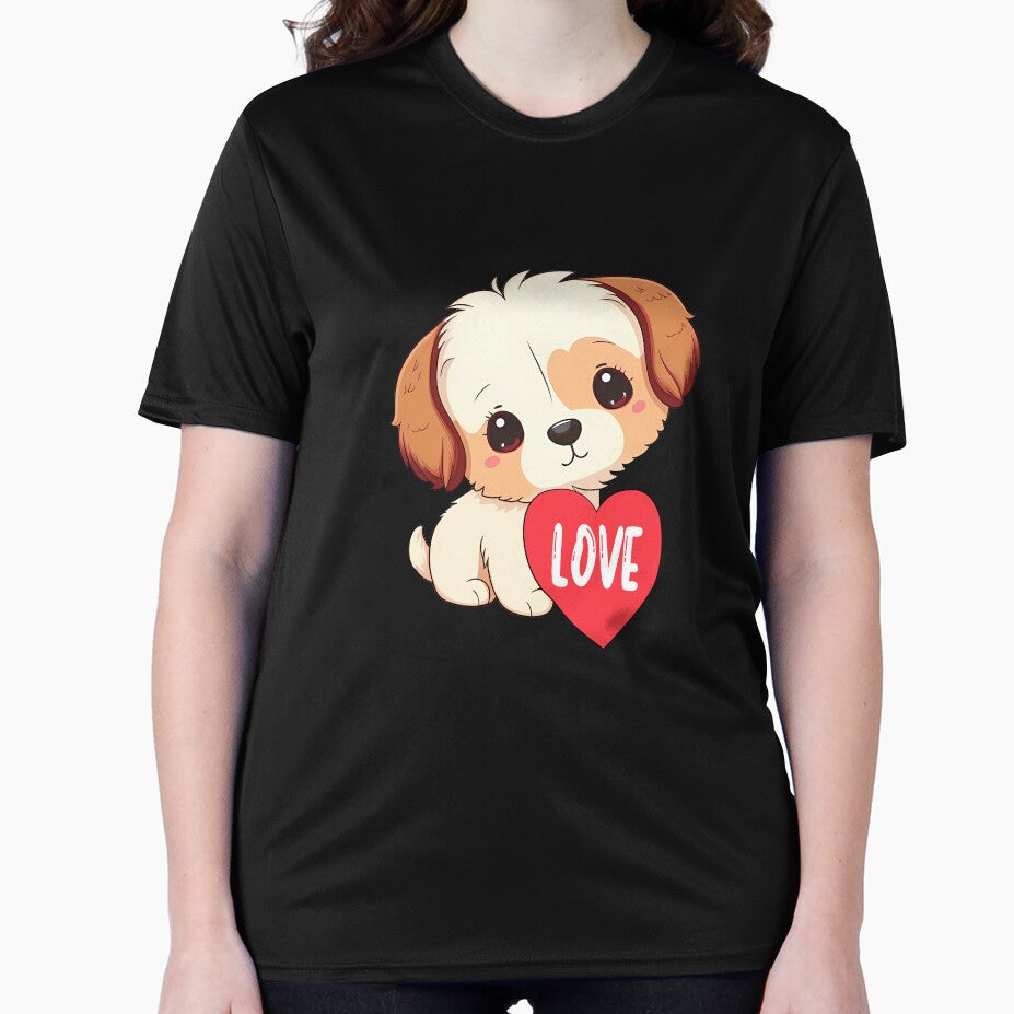 Cute Dog With Red Heart Love Valentines Day for Dog Lover by Vexel Studio