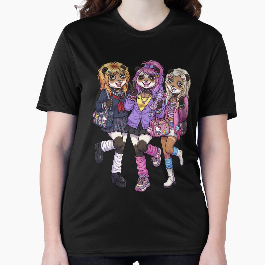 The pandas have transformed into Shibuya “kogal” girls from the 1990s and 2000s.　kawaii by LOVEARTDESIGN
