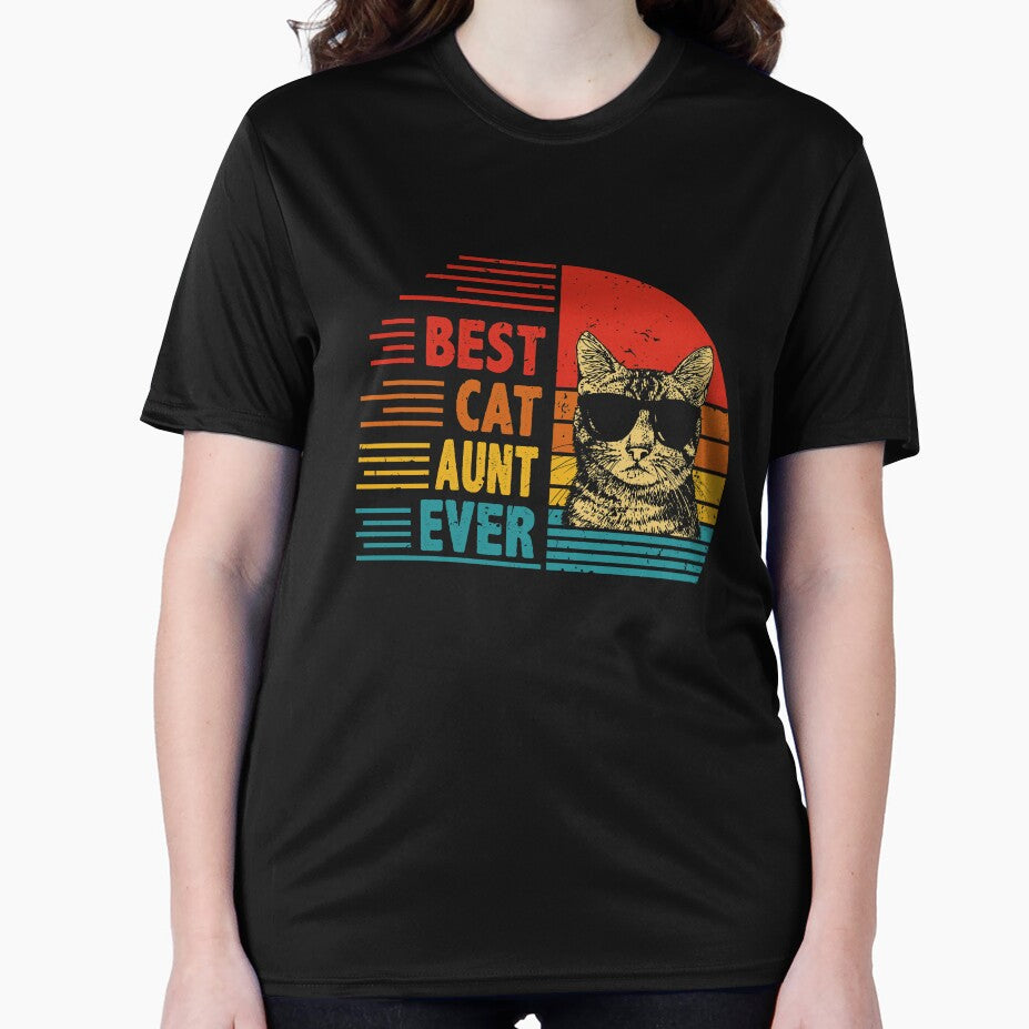 Vintage Retro Best Cat Aunt Ever Funny Cat Lover Mother's Day Gift by EdwinaEmmanoiCo