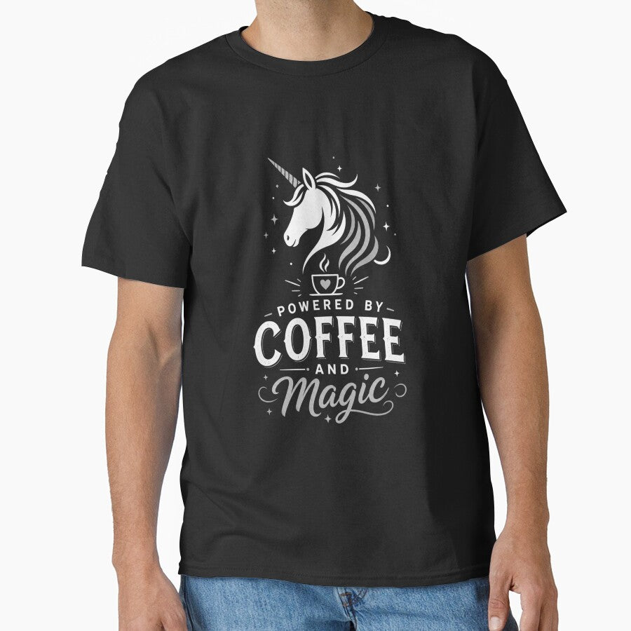 Powered by Coffee and Magic – Unicorn Humor White by CtrlAltLaugh