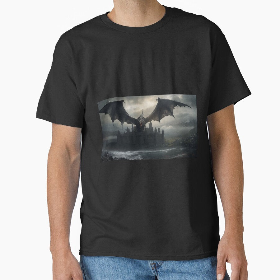 Dark Fantasy Landscape - Roaring Black Dragon by Fantasy Masterpiece