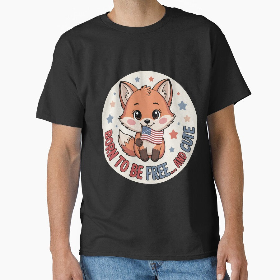 Born to Be Free and Cute Kawaii Patriotic Fox Badge by OldGloryForge