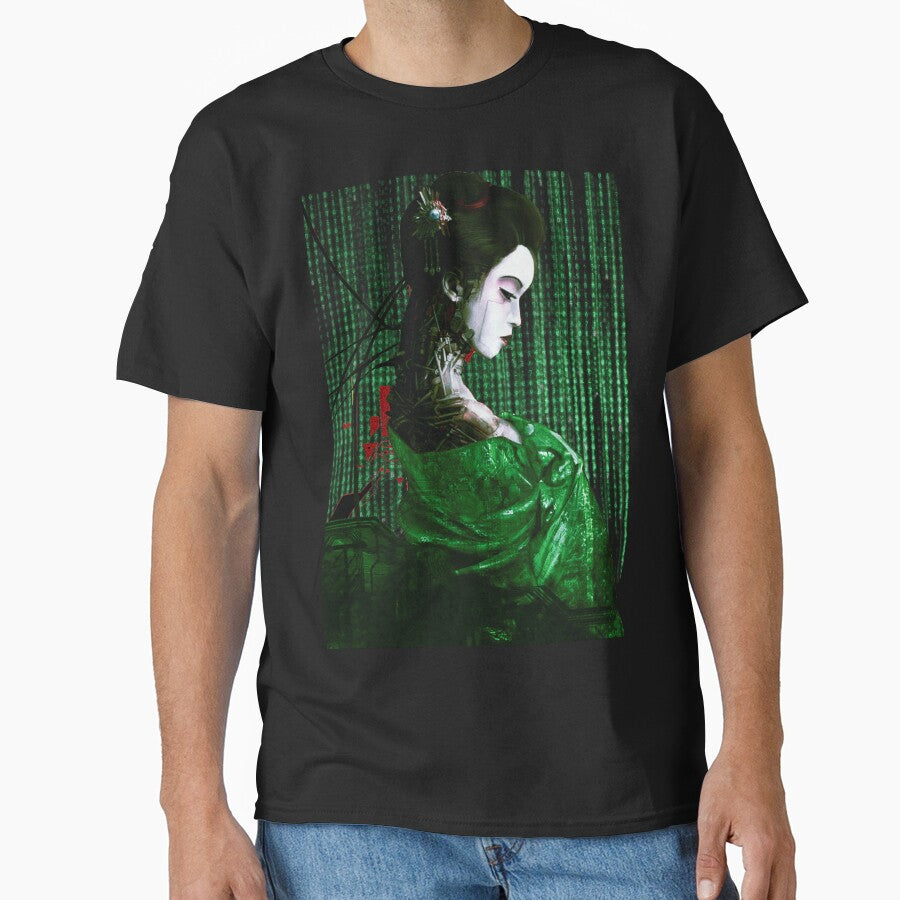 Cyberpunk Geisha Matrix Code Glitch Japanese Vaporwave by OWLvision33