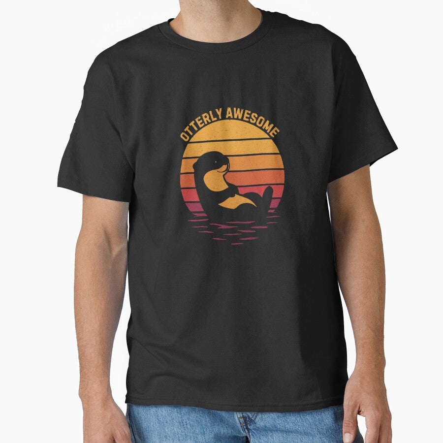 Vintage Retro Otterly Awesome - 70s Sunset Sea Otter Gift by GoaTeeGram