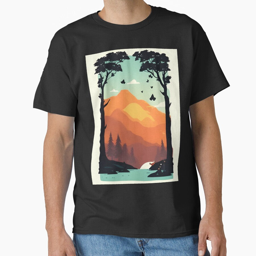 Elevate Your Home Decor with Our Minimalist Landscape Mountain Trees Prints by supeart