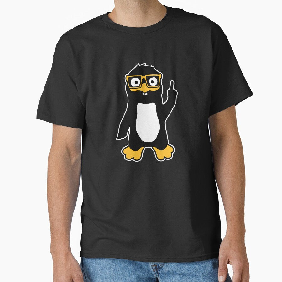 Penguin Nerd Glasses Finger Pointing Smug Funny Animal by shirt-o-mat