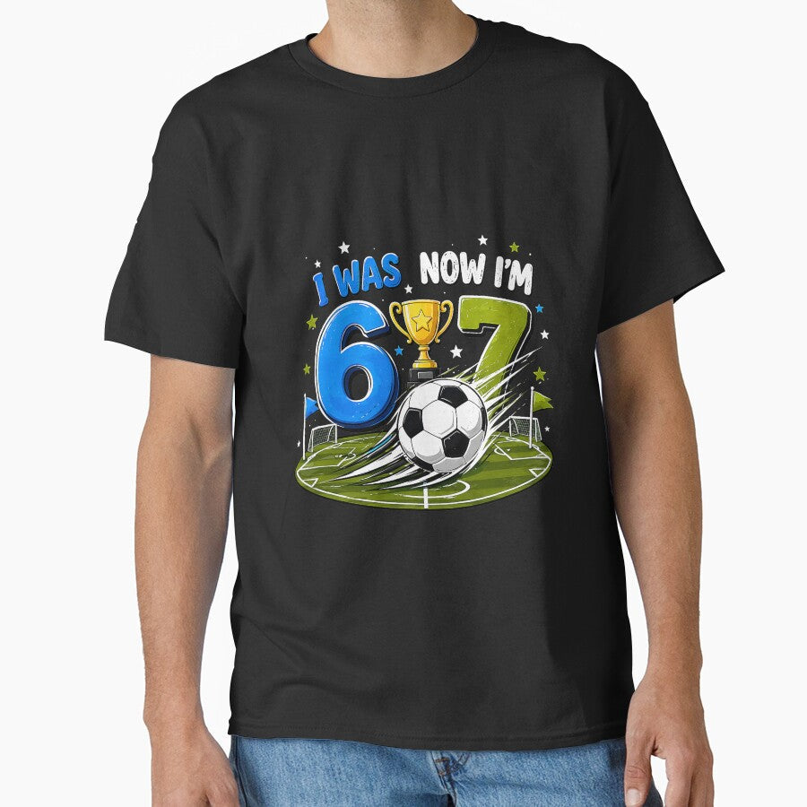 I was 6 Now I'm 7 Soccer Birthday 7 Year Old Boy Girl by Littermin
