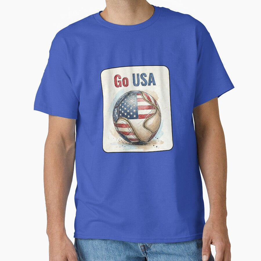 Go USA Soccer Ball Flag  | American Football Fan Graphic Tee by PryntedLabs