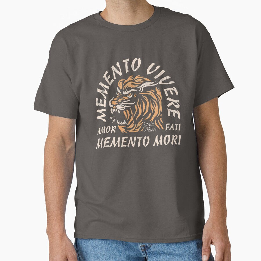 Memento Vivere | Amor Fati | Memento Mori | Tiger Graphic | Unisex T-shirt by firewoodsupply