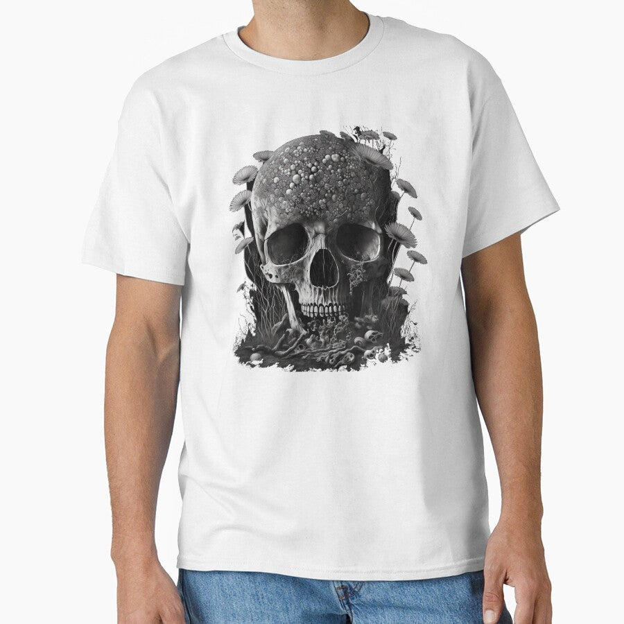 Creepy Skull with BloomingFlowers - Goth Wicca Occult by WILDEVIOLET