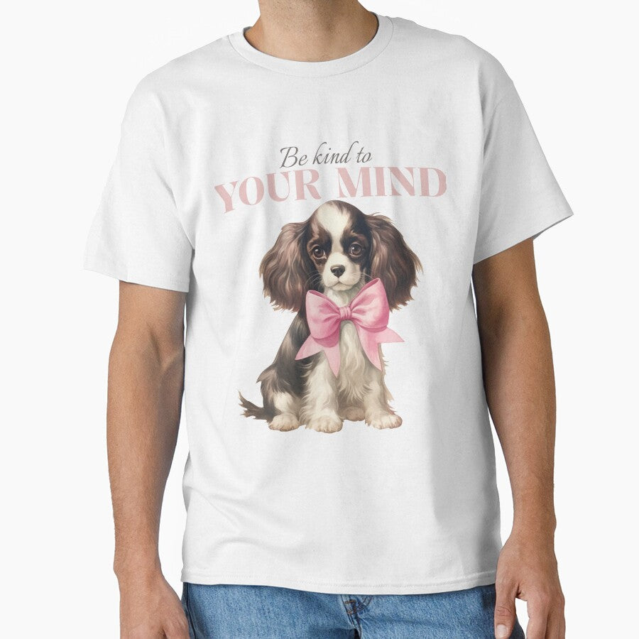Copy of Be kind to your mind vintage dog pink bow spaniel by SoulfulT