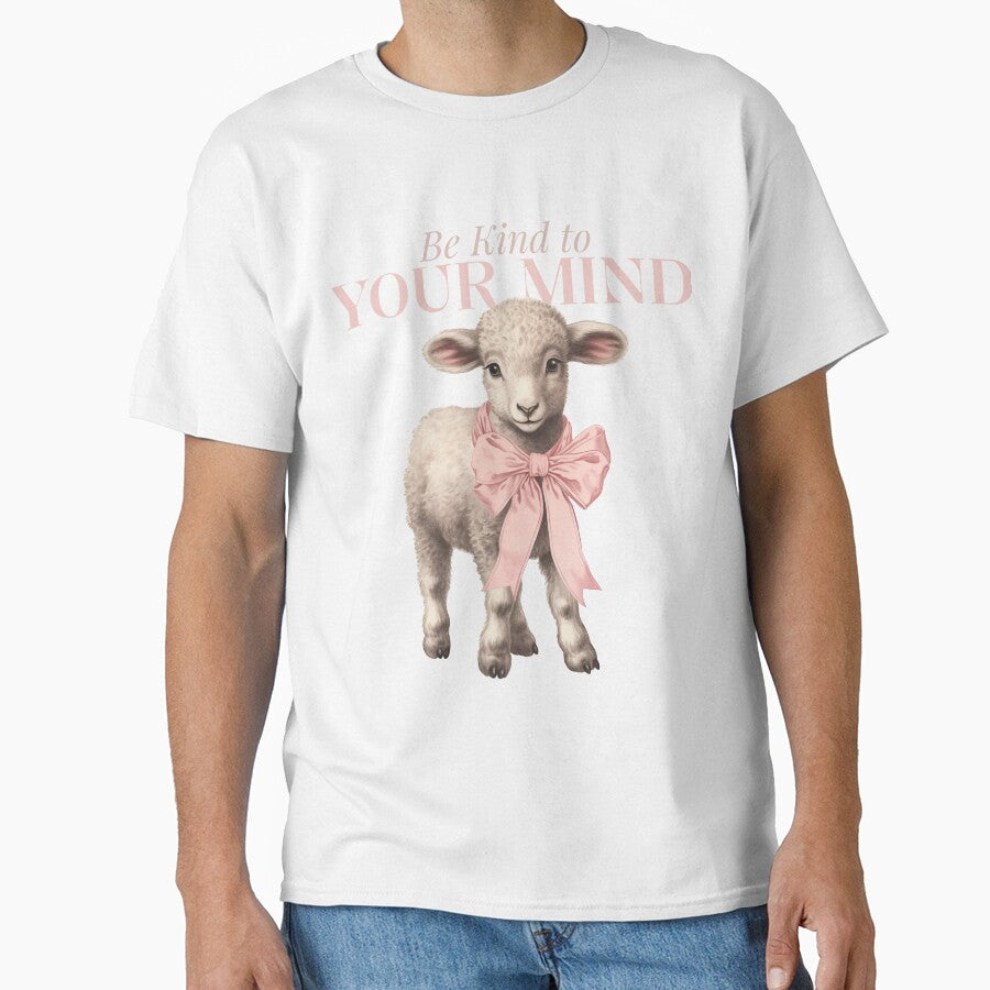 Be kind to your mind cute sheep pink bow vintage by SoulfulT