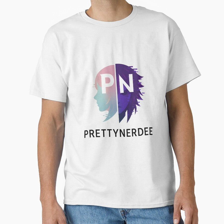 PrettyNerdee Glitchpunk Split Face Logo – Vaporwave Cyberpunk Anime Aesthetic by PrettyNerdee