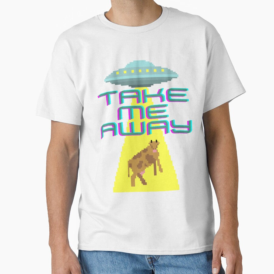Take Me Away Cow UFO Glitch Cyber Vaporwave by Allison Sharaf