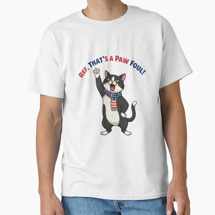 Ref, That's a Paw Fo ul! — Funny Tuxedo Cat Football Design BLUE by catastrocat