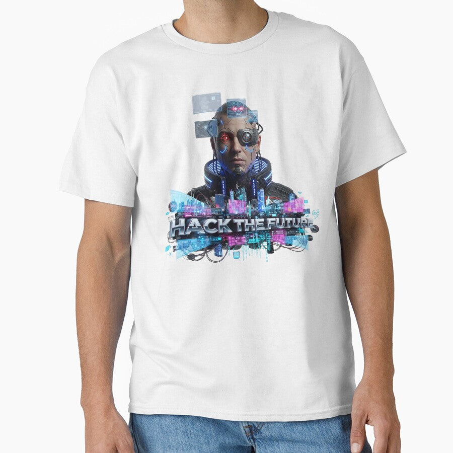 Cyberpunk Hacker with Bionic Eye and Neon City by newvisionart191