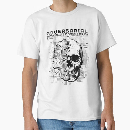 Adversarial Cyberpunk Skull T-Shirt - AI Circuit Brain Streetwear Graphic Tee - Tech Wear System Breach Apparel, Futuristic Matrix Code Hacker Shirt, Edgy Edgy Alt Clothing by justyna-s28