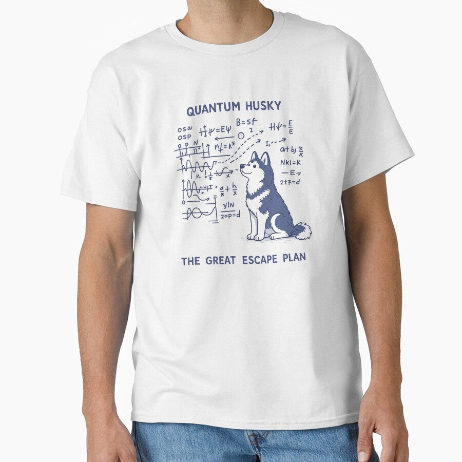 Quantum Husky The Great Escape Plan - Funny Physics Dog Art by myforestfog