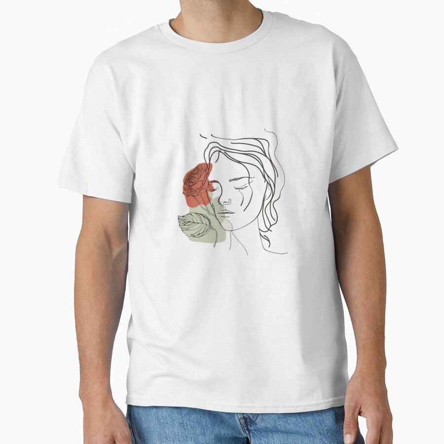 Minimalist design of woman and a rose by KukiStickers