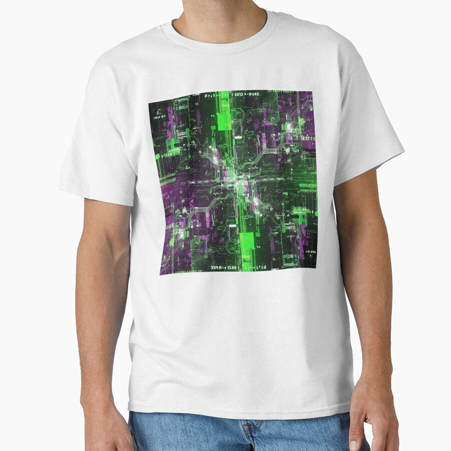 Cyber Neon Matrix Circuit Abstract by Pitujuck Kachanond