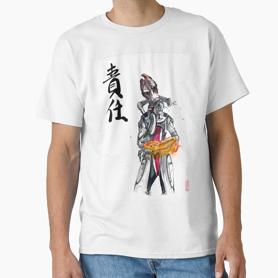 Mordin from Mass Effect Sumie Style with calligraphy Responsibility by Mycks