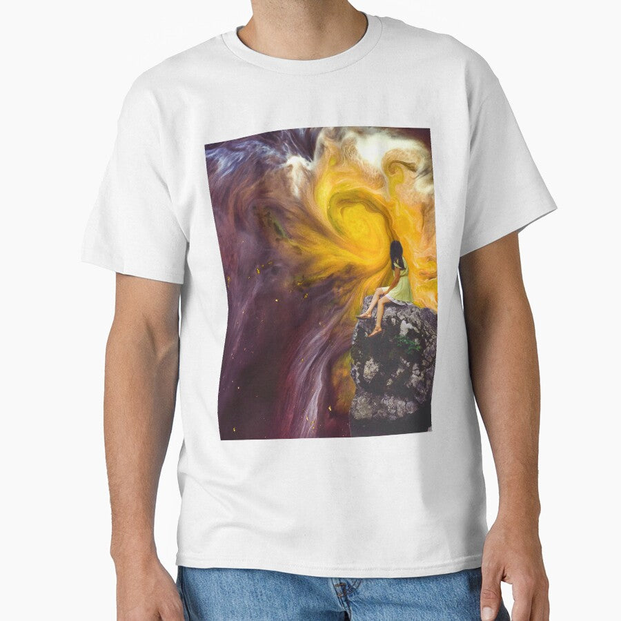 Dramatic colorful space swirl with a girl by DelightfulArts