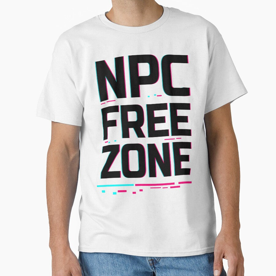 NPC Free Zone – Cyberpunk Glitch Design by Rebel Animal
