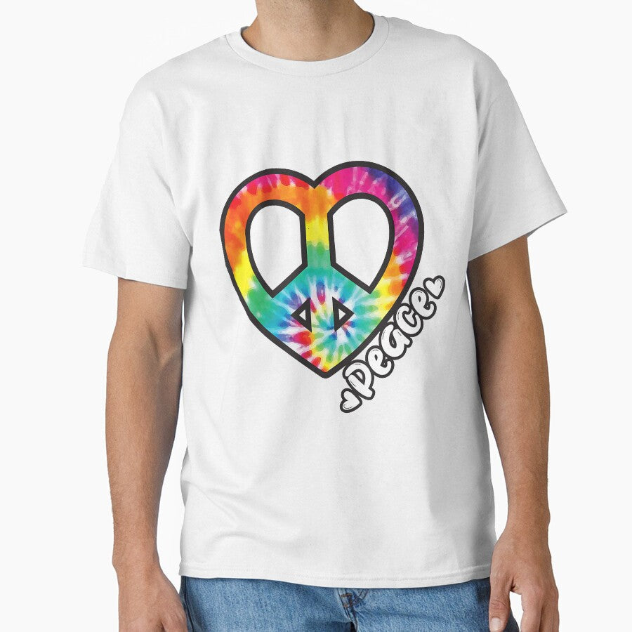 Peace Tie Dye Shirt Vintage Heart Hippie Retro Groovy Gift by AntonetteSimo