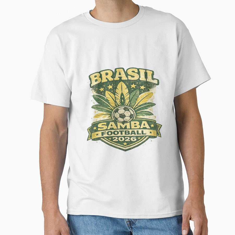 Brasil Samba Football 2026 Retro Vintage Soccer Fan T-Shirt by ArthUpscale
