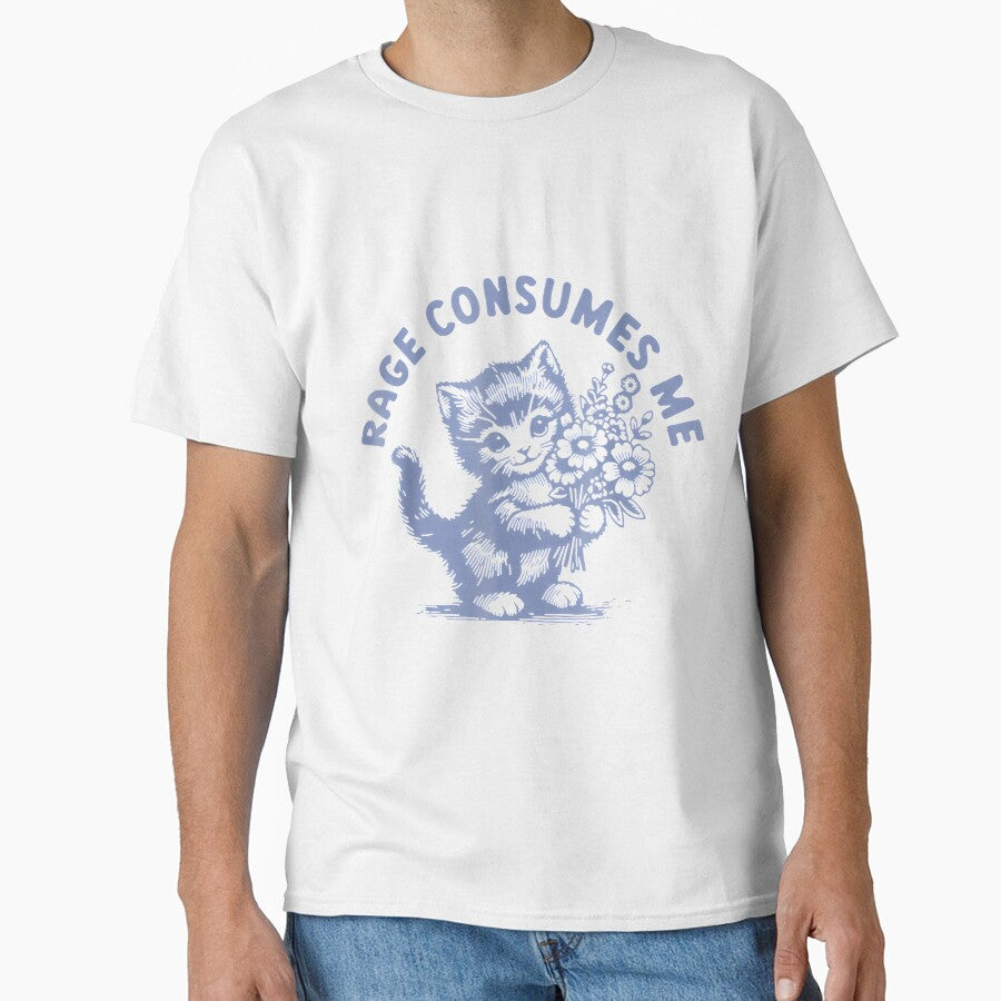 Adorable Kitty Holding Flowers Rage Consumes Me By Merch, Limited Edition, Perfect Gift For You And by ComptonziArt
