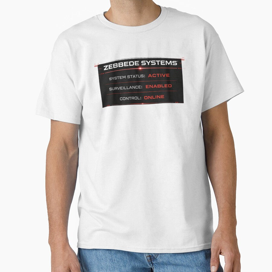 Zebbede Systems Active Surveillance T-Shirt – Cyberpunk AI Streetwear by ZEBBEDE - Minimal Streetwear