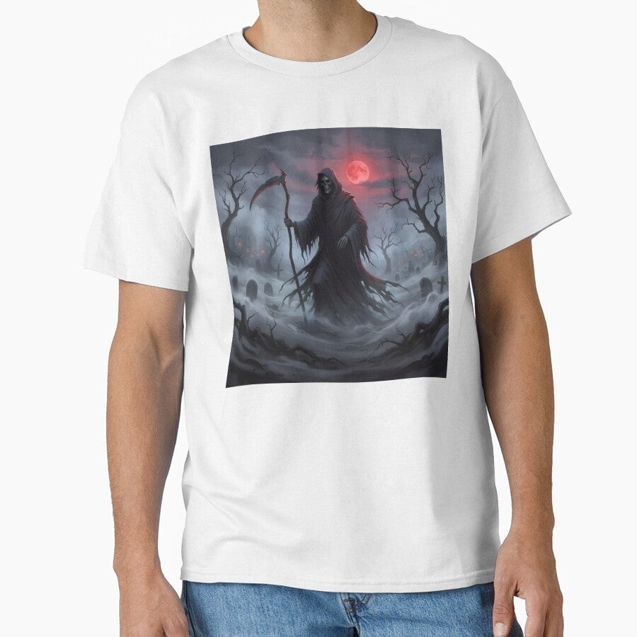Grim Reaper Blood Moon Halloween Horror Art by kaleevfidonea