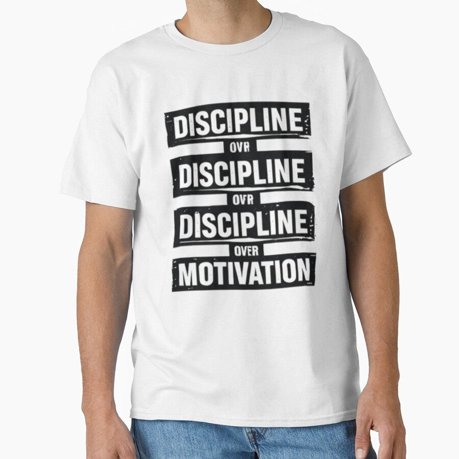 Discipline Over Motivation Gym Quote Typography by MoodThread