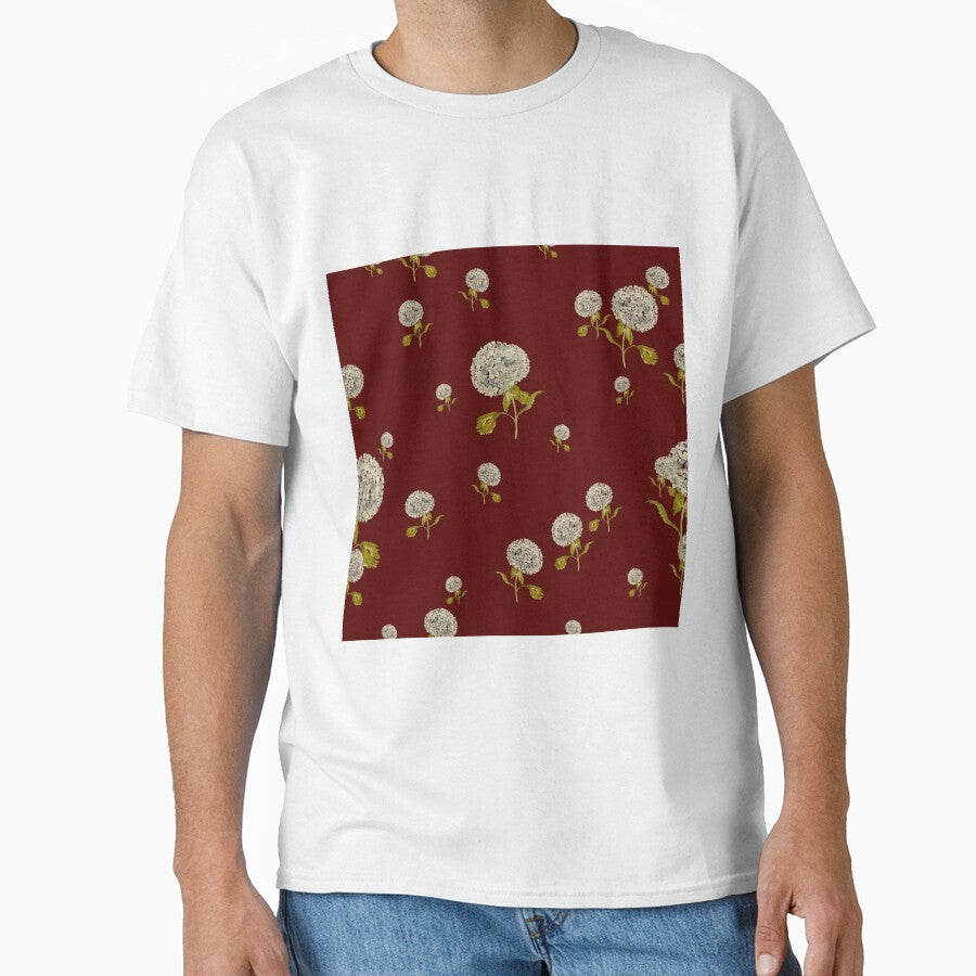 Hydrangea flower cute ornate pattern a watercolor red by Yana Mustafina | Boho Soulful Designs