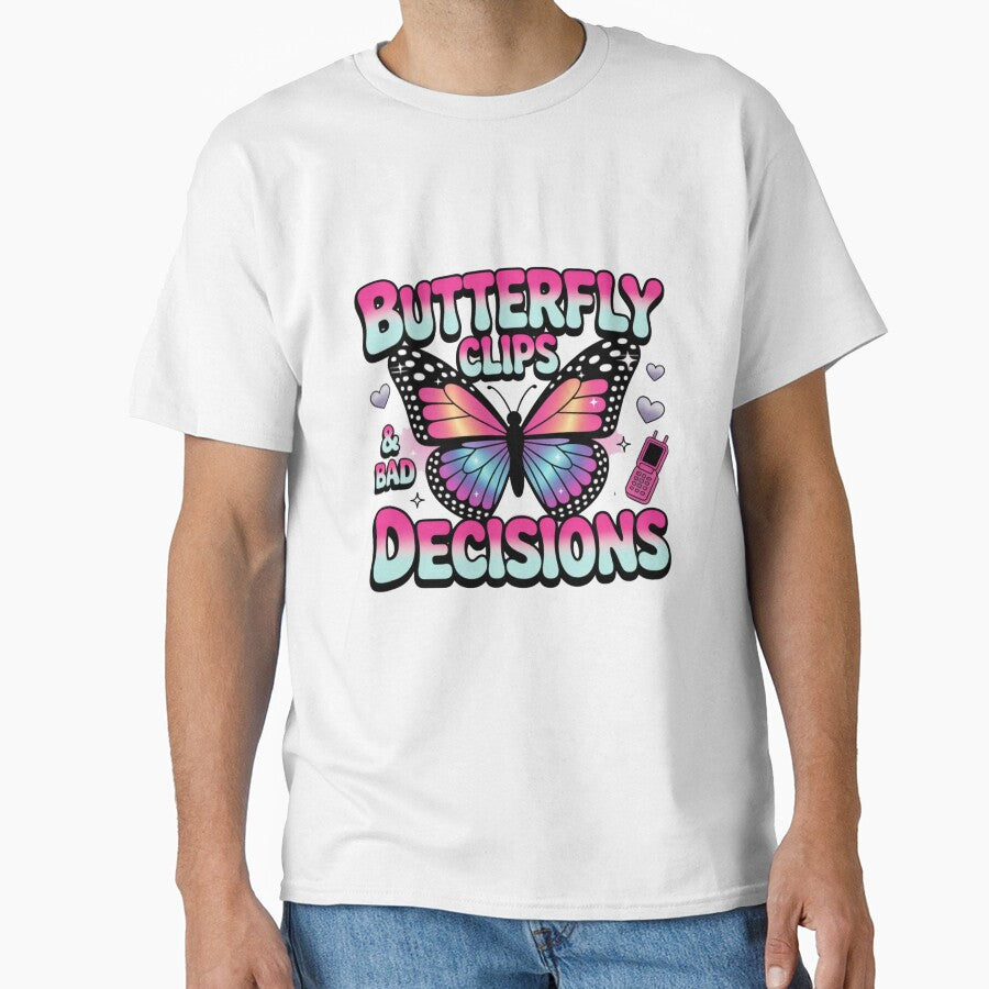 Butterfly Clips & Bad Decisions – Y2K Glam Tee by Ashley critters