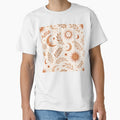 Boho Earth Pattern – Sun Moon & Leaves Terracotta Seamless Design by OpenDreamArts